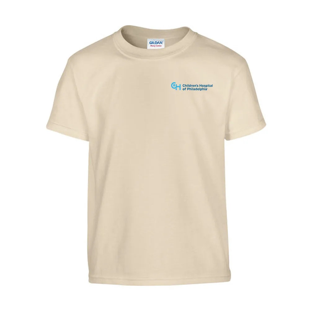 Gildan Youth Heavy Cotton T-Shirt with Light Blue Logo