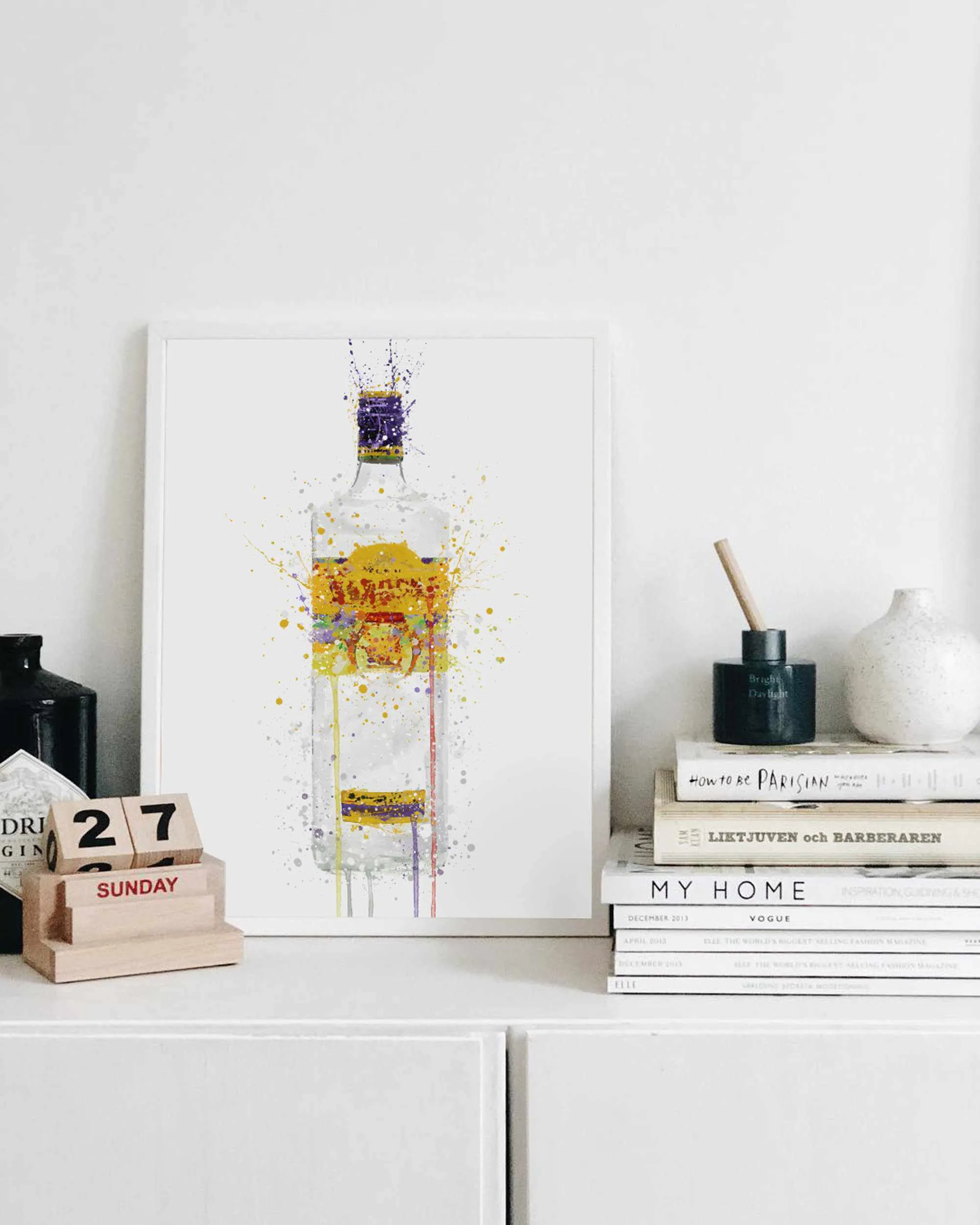 Gin Bottle Wall Art Print 'Dragon'