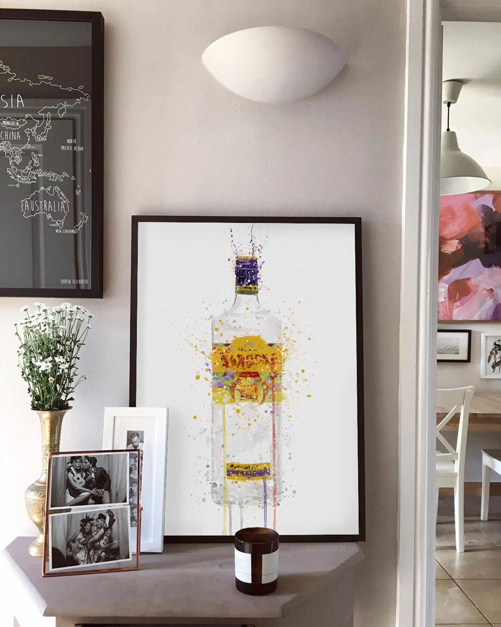 Gin Bottle Wall Art Print 'Dragon'