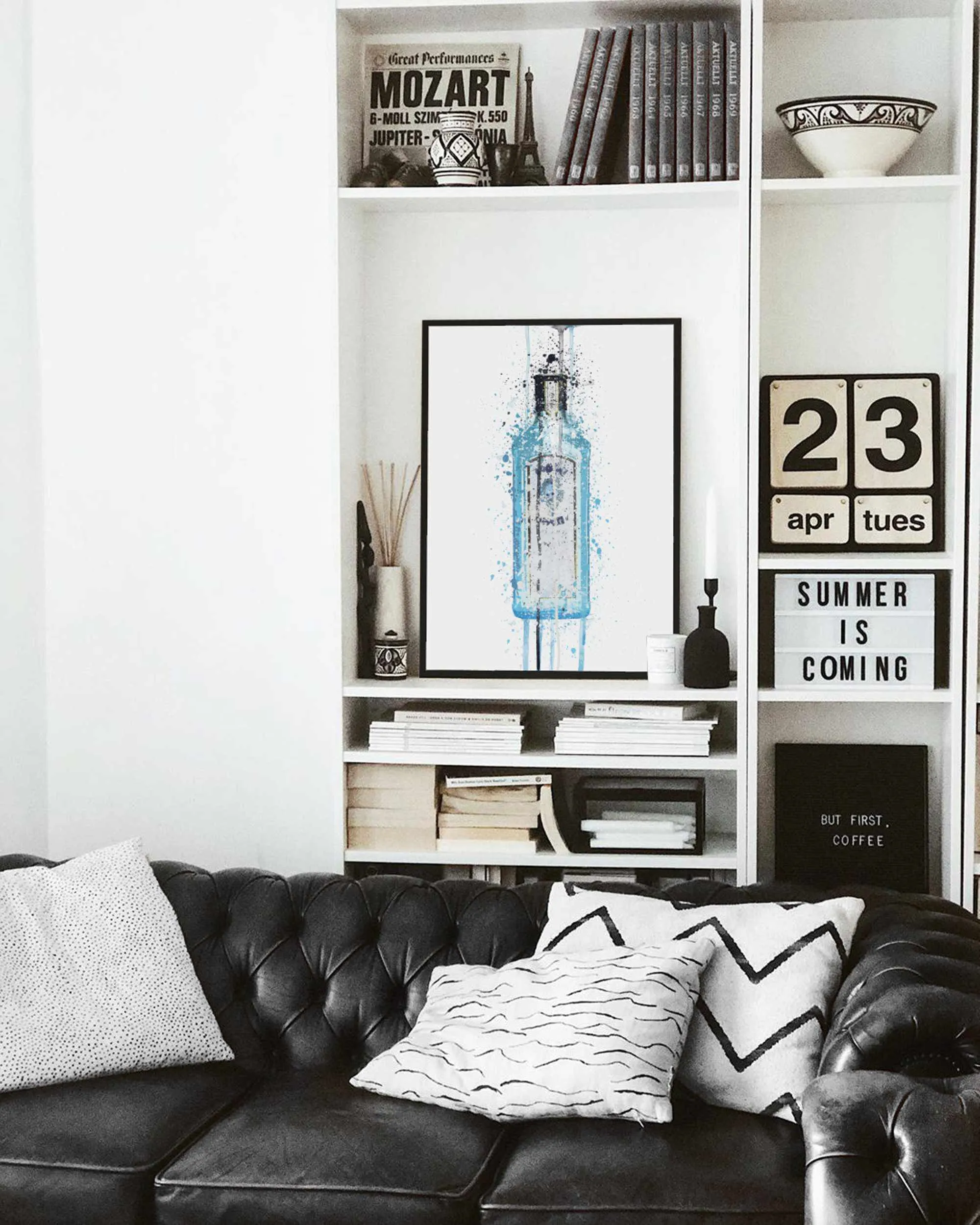 Gin Bottle Wall Art Print 'Ocean Blue'