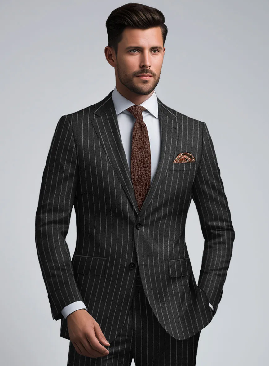 Hardy Minnis Charcoal Rope Stripe Wool Jacket