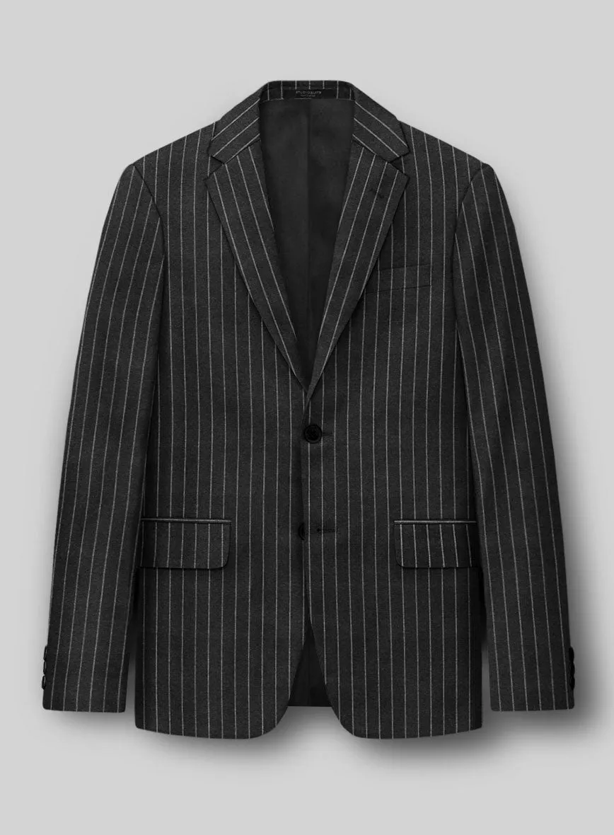 Hardy Minnis Charcoal Rope Stripe Wool Jacket
