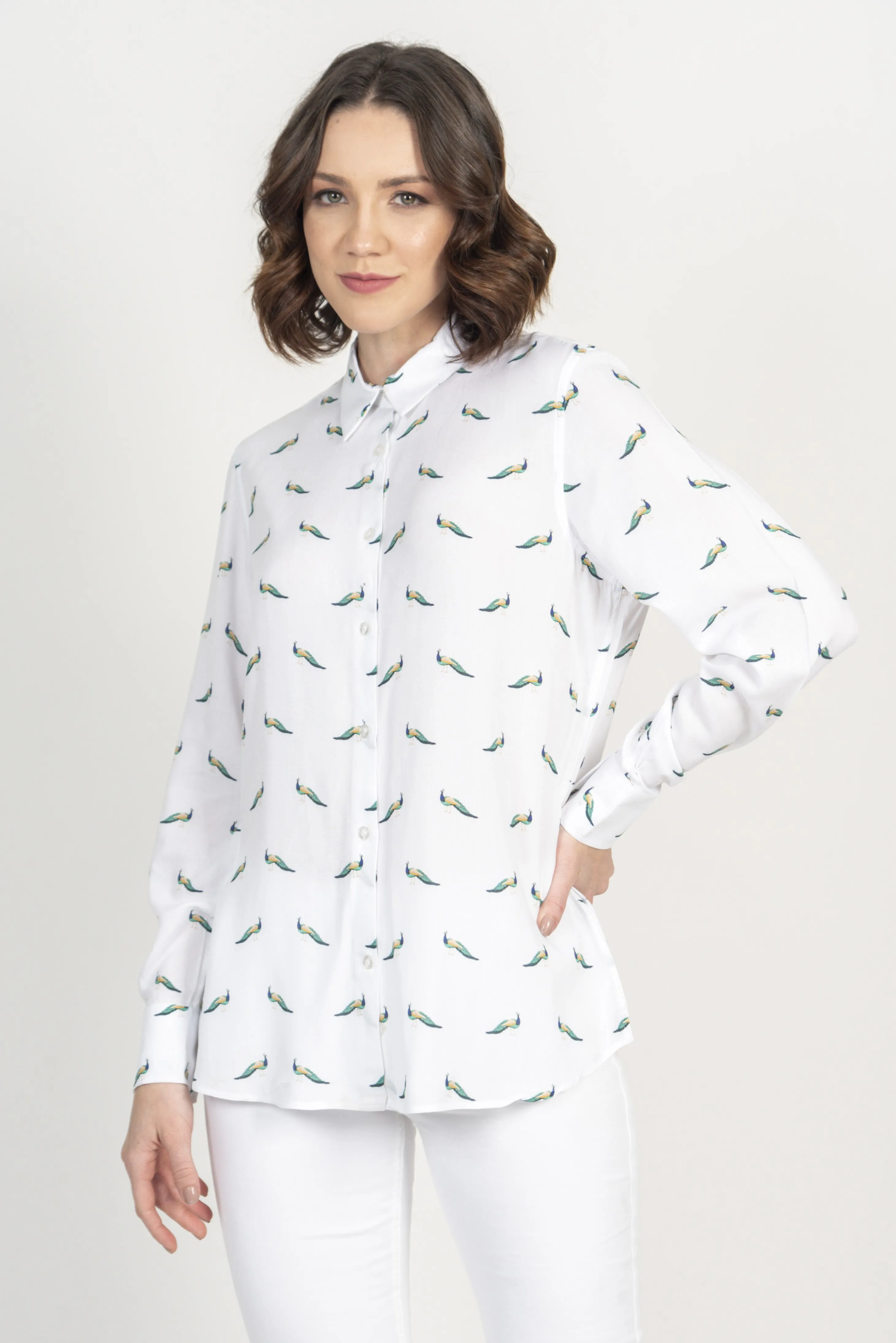 Hartwell Lydia Ladies Peacocks Print Shirt