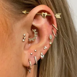 Helix Tragus Daith Lobe Ear Piercing Earring for Women Zircon Hoop Earring Stainless Steel Cartilage Septum Piercing Ear Jewelry