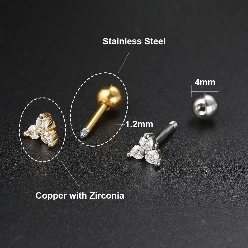 Helix Tragus Daith Lobe Ear Piercing Earring for Women Zircon Hoop Earring Stainless Steel Cartilage Septum Piercing Ear Jewelry