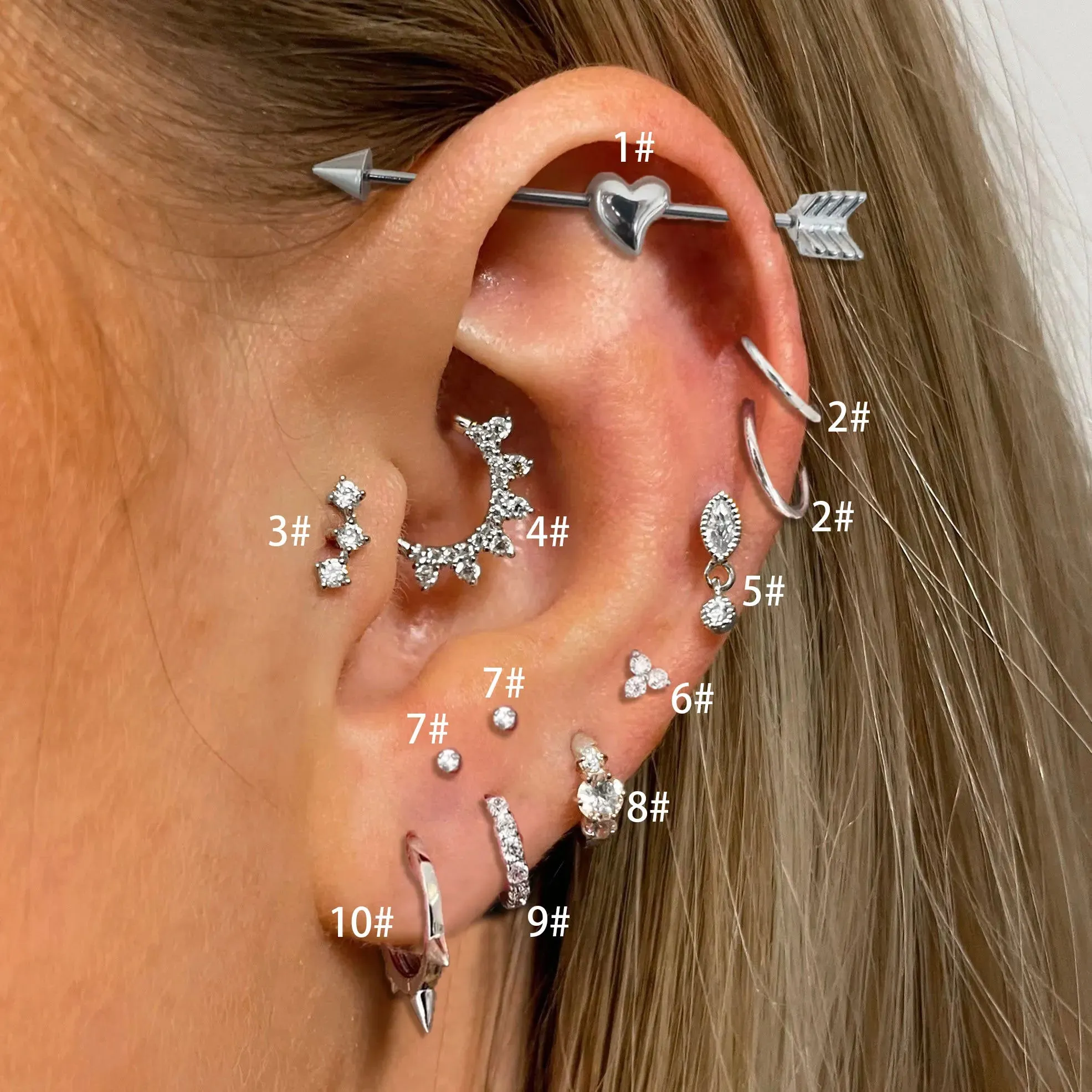 Helix Tragus Daith Lobe Ear Piercing Earring for Women Zircon Hoop Earring Stainless Steel Cartilage Septum Piercing Ear Jewelry