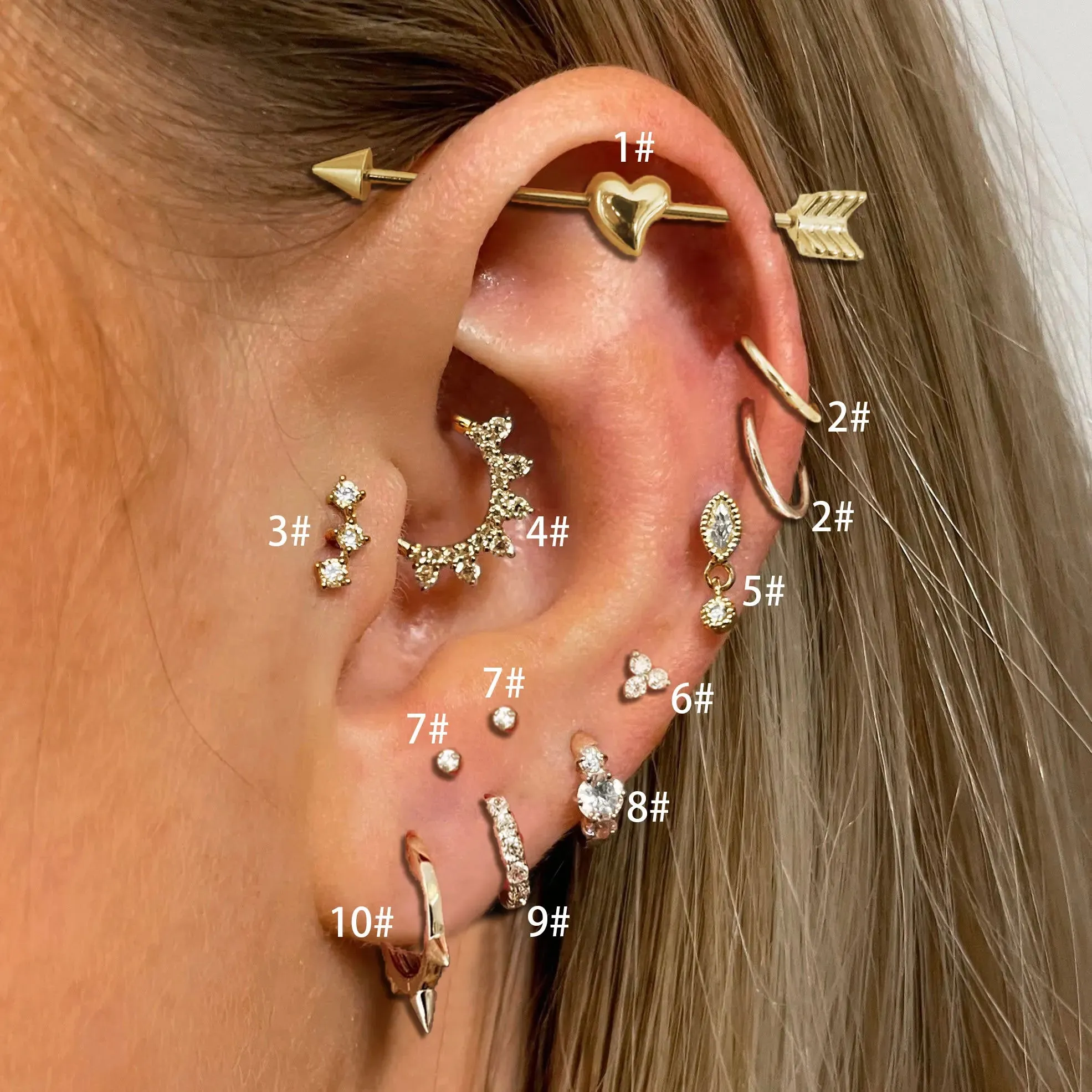 Helix Tragus Daith Lobe Ear Piercing Earring for Women Zircon Hoop Earring Stainless Steel Cartilage Septum Piercing Ear Jewelry