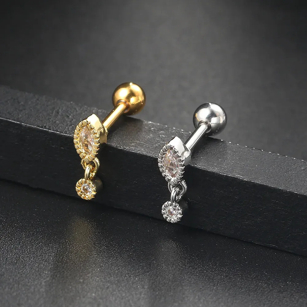 Helix Tragus Daith Lobe Ear Piercing Earring for Women Zircon Hoop Earring Stainless Steel Cartilage Septum Piercing Ear Jewelry