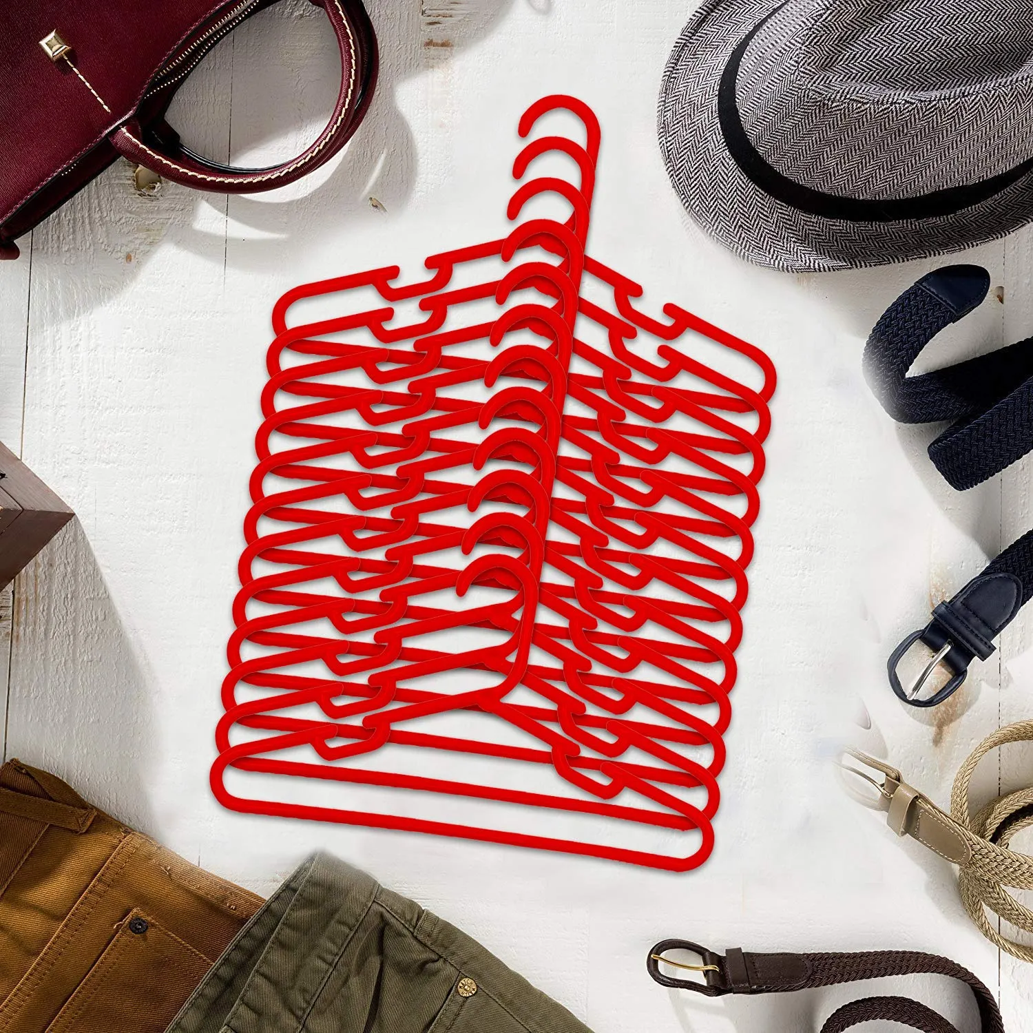 Kuber Industries Plastic 12 Pcs Baby Hanger Set for Wardrobe (Red)-CTKTC25967