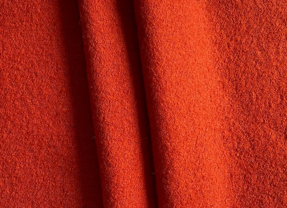 Lighter-Weight Mandarin Orange Boiled Wool Blend Coating