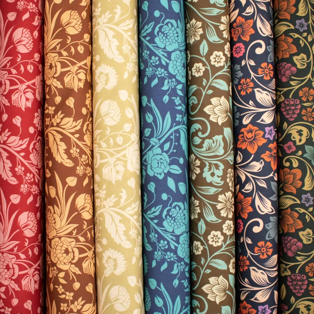 Maurice Style Collection #10 Cream Floral Vines on Sage Cotton Prints