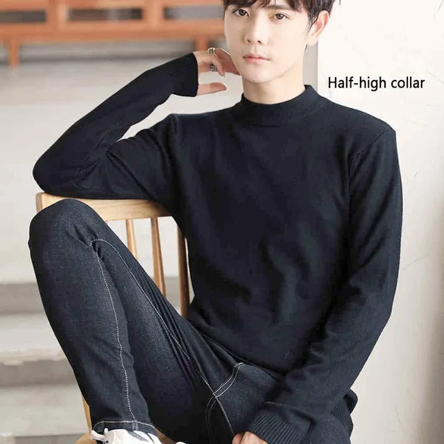 Modische Tops Einfarbig Langarm-Rollkragenpullover Warme Stricken Pullover