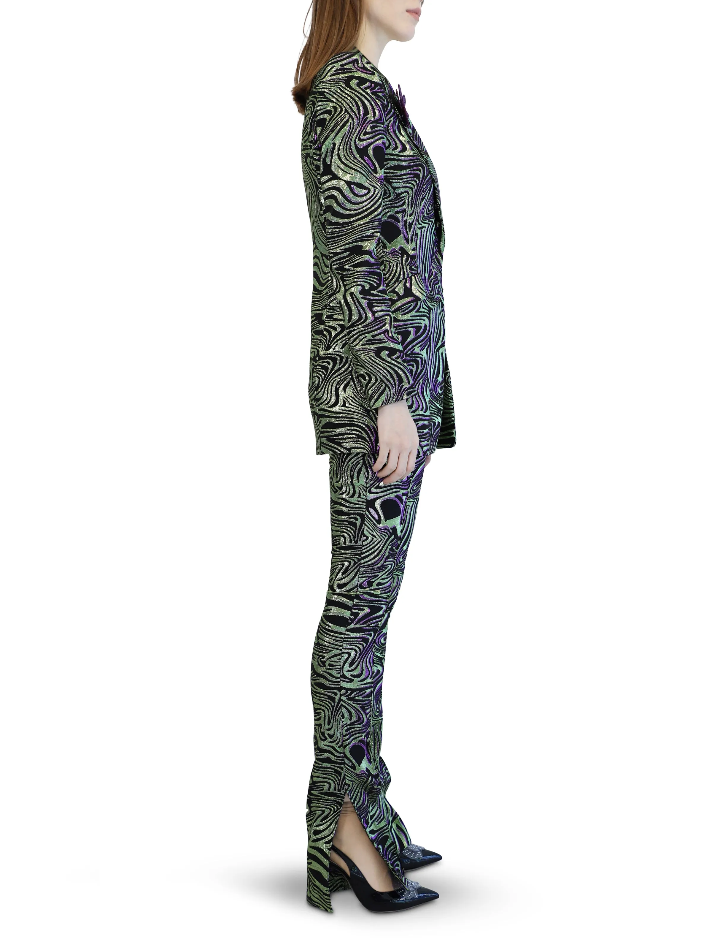 Neon Green Single BreastedAnimalier Blazer