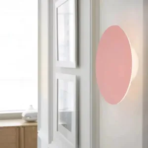 Nordic Macaron Colored Wall Sconce for Stair Foyer in Round Metal Design