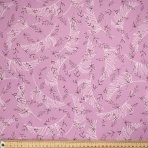 Old World Purple Collection #10 Sketch Leaves on Light Purple Cotton Prints