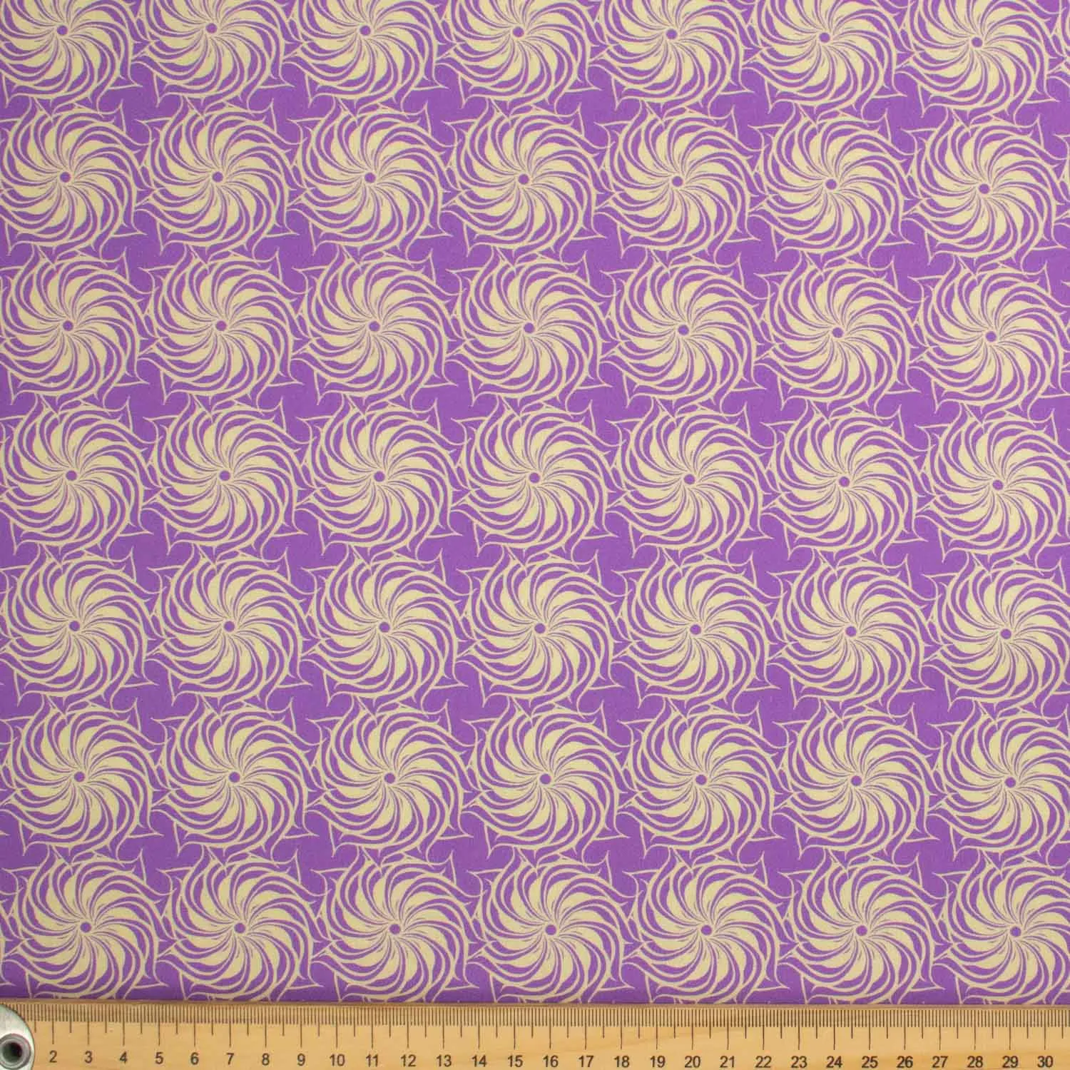 Old World Purple Collection #12 Cream Fan Spiral Floral on Purple Cotton Prints