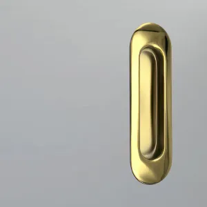 One Pair of Burnbank 120mm Sliding Door Oval Flush Pulls - Polished Gold Finish