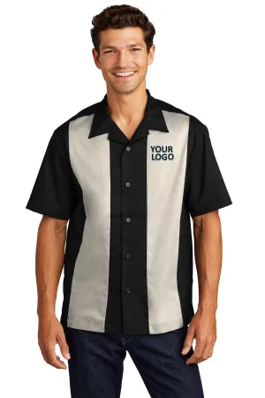 Port Authority Retro Branded Camp Shirts, Black/Light Stone