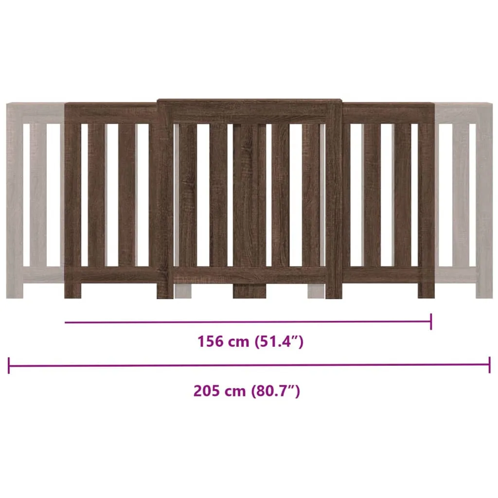 Radiator Cover Brown Oak 205x21.5x83.5 cm Engineered Wood