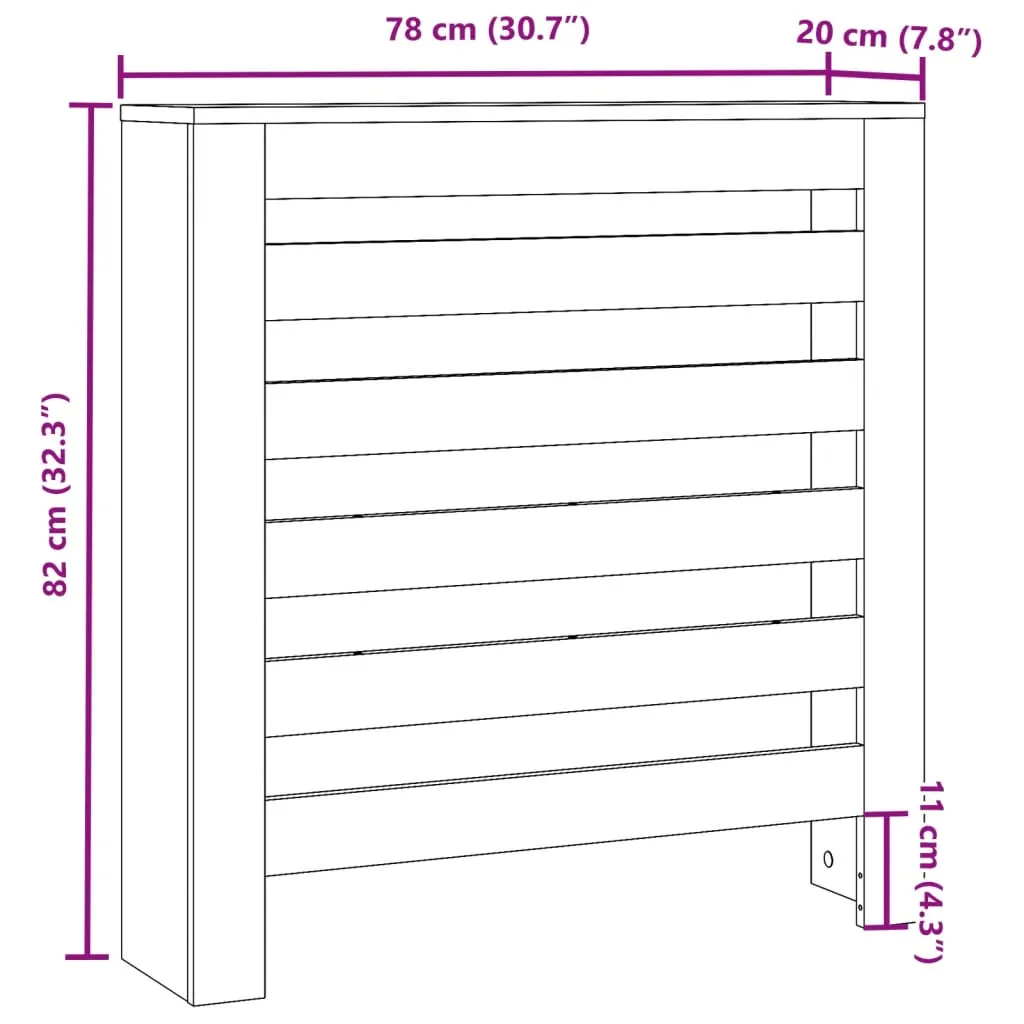 Radiator Cover Brown Oak 78x20x82 cm Engineered Wood
