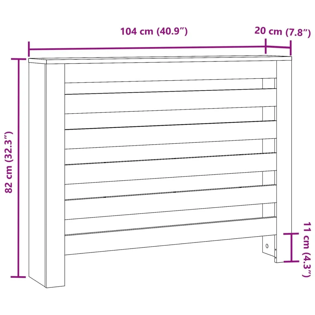 Radiator Cover White 104x20x82 cm Engineered Wood
