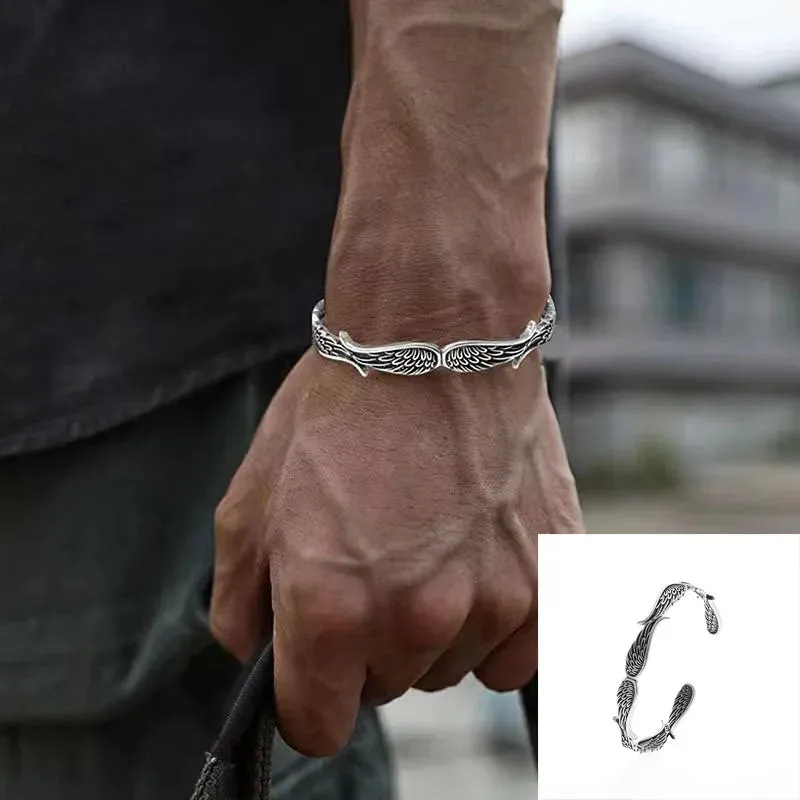 Retro Side Engraved Letter Square Open Bracelet Men and Women Couple Cuff Bracelet Fashion Romantic Casual Party Jewelry Gift