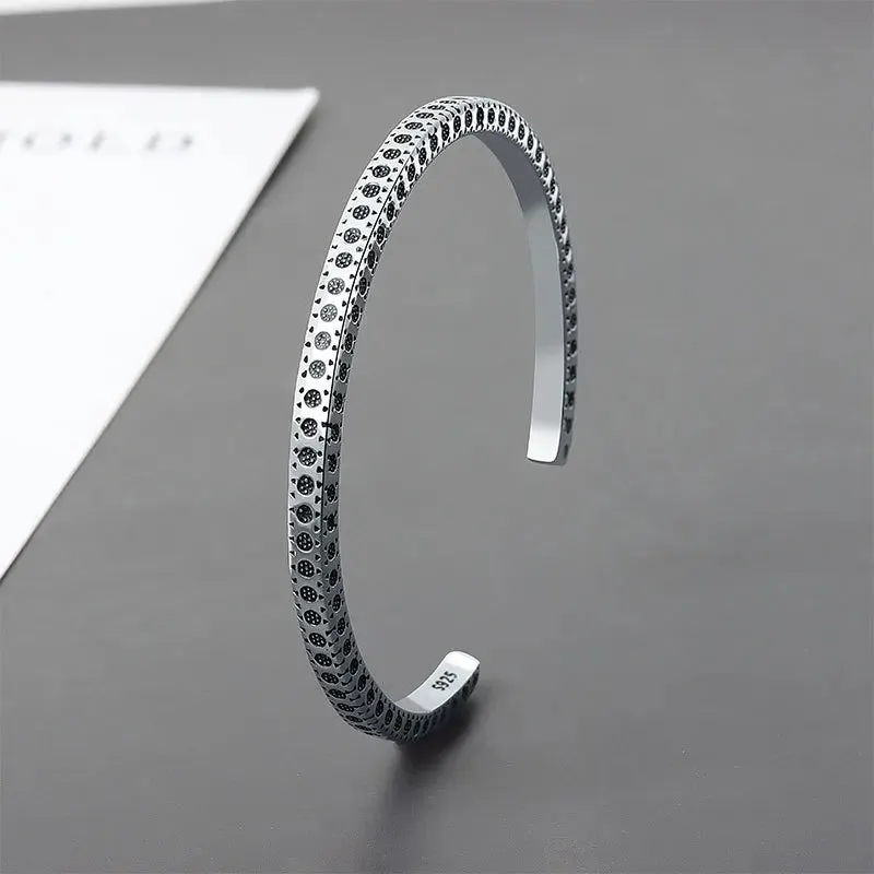 Retro Side Engraved Letter Square Open Bracelet Men and Women Couple Cuff Bracelet Fashion Romantic Casual Party Jewelry Gift