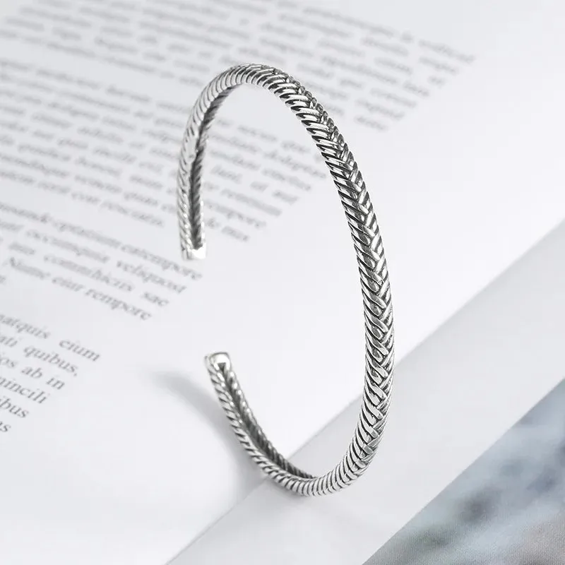 Retro Side Engraved Letter Square Open Bracelet Men and Women Couple Cuff Bracelet Fashion Romantic Casual Party Jewelry Gift