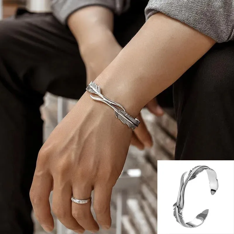 Retro Side Engraved Letter Square Open Bracelet Men and Women Couple Cuff Bracelet Fashion Romantic Casual Party Jewelry Gift
