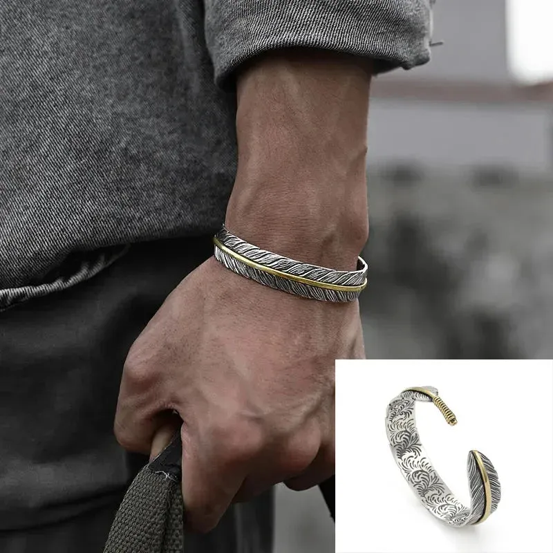Retro Side Engraved Letter Square Open Bracelet Men and Women Couple Cuff Bracelet Fashion Romantic Casual Party Jewelry Gift