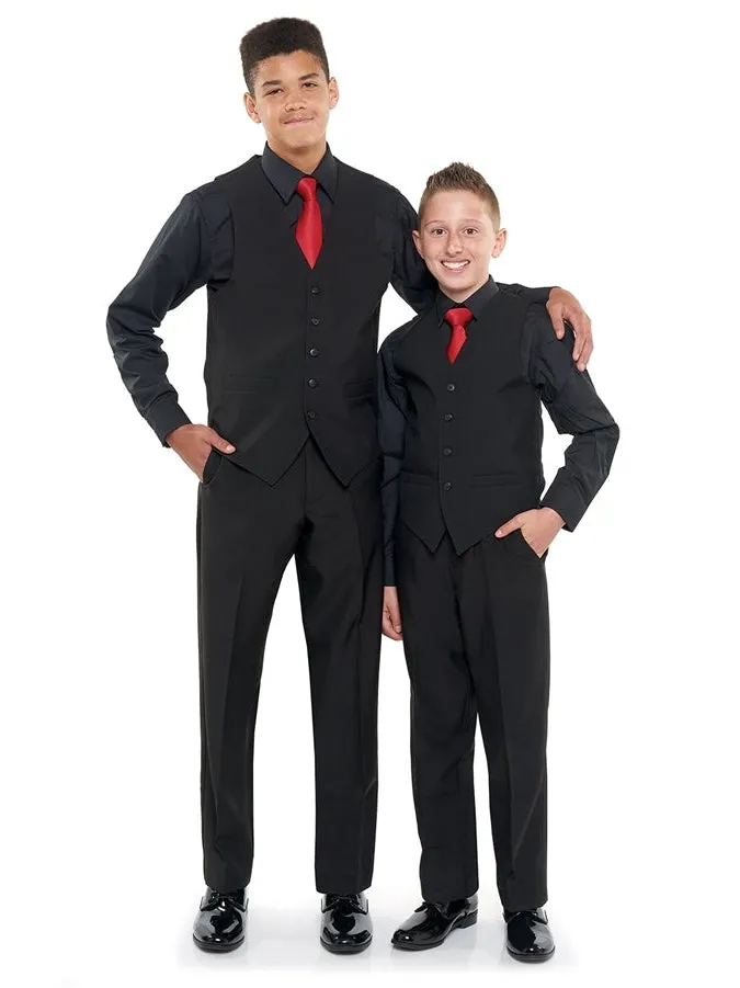 RILEY (Style #6710B) - Black Shirt, Vest, Tie Package with Pant - Boys