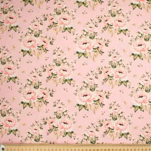 Ruby Red Collection #01 Large Rose Floral on Pink Cotton Prints