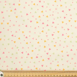 Ruby Red Collection #08 Multicolour Triangles on Pale Yellow Cotton Prints