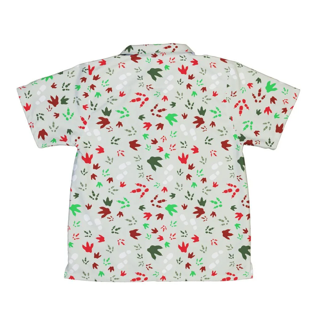 Santa Boots and Dinosaur Footprint Tracks Youth Hawaiian Shirt