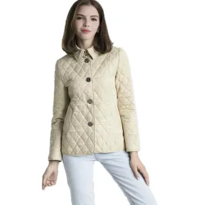 Short Cotton Padded Parkas Coat Buttons Turn Down Collar