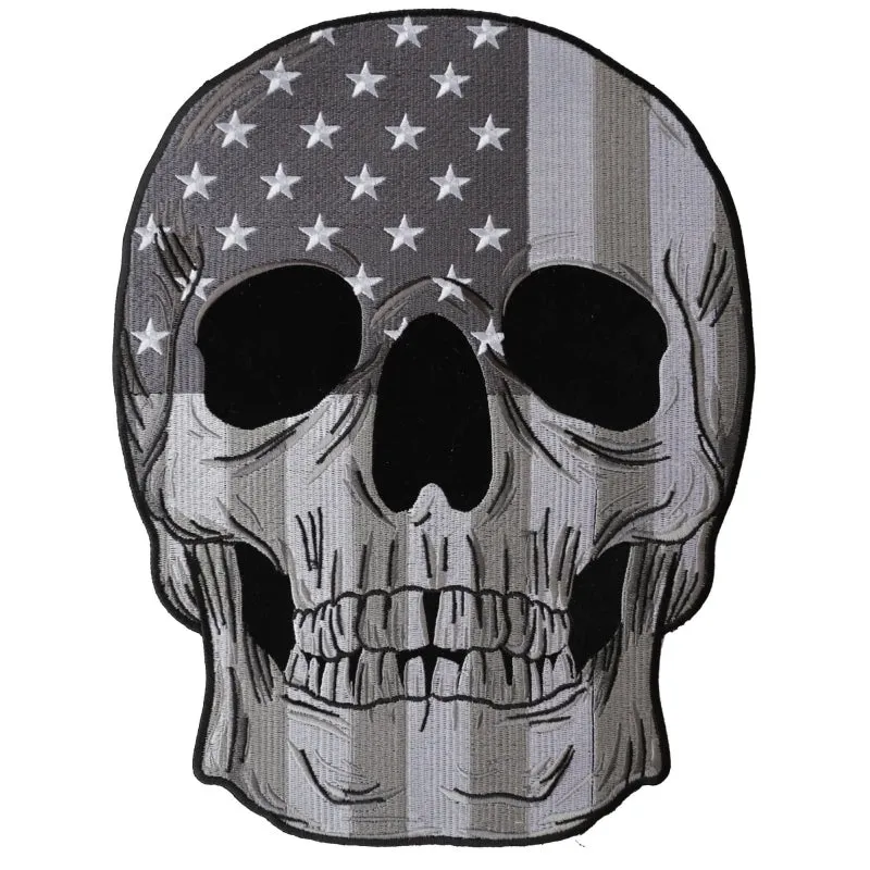 Skull Subdued American Flag Embroidered Iron on Patch
