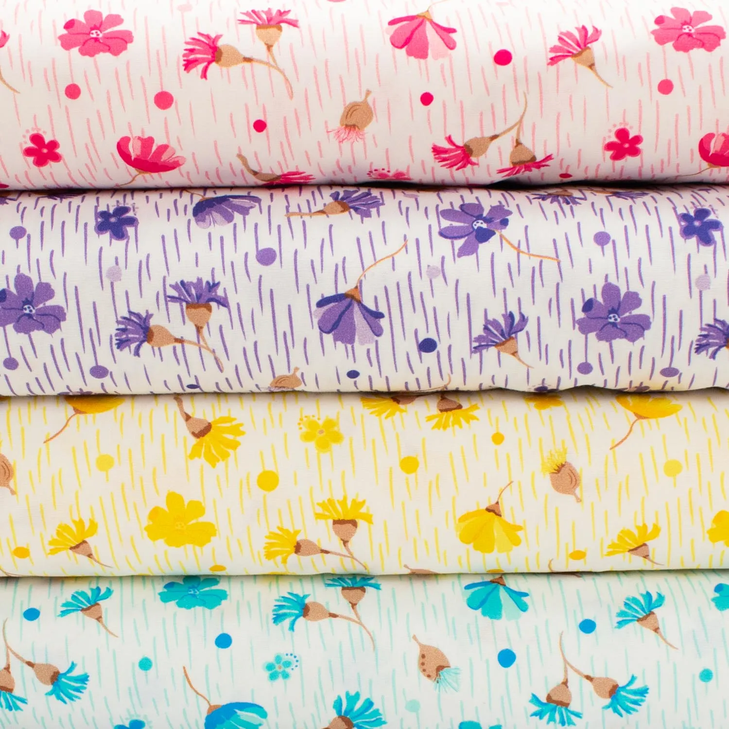 Spring Blooms Collection #13 Pink Flower on White Cotton Prints