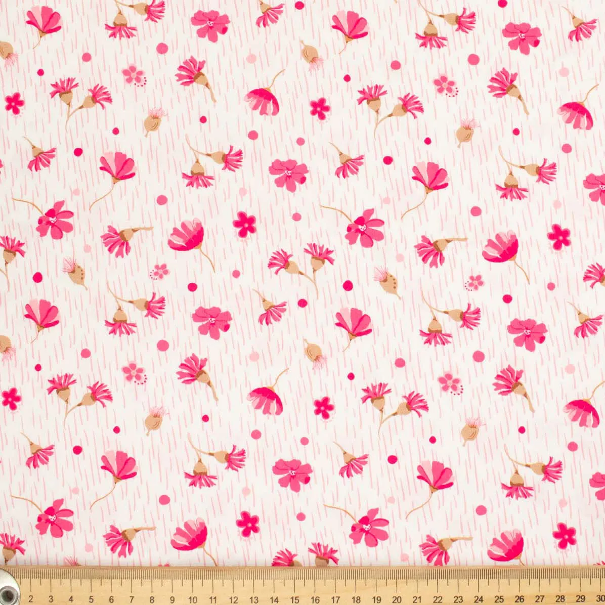 Spring Blooms Collection #13 Pink Flower on White Cotton Prints