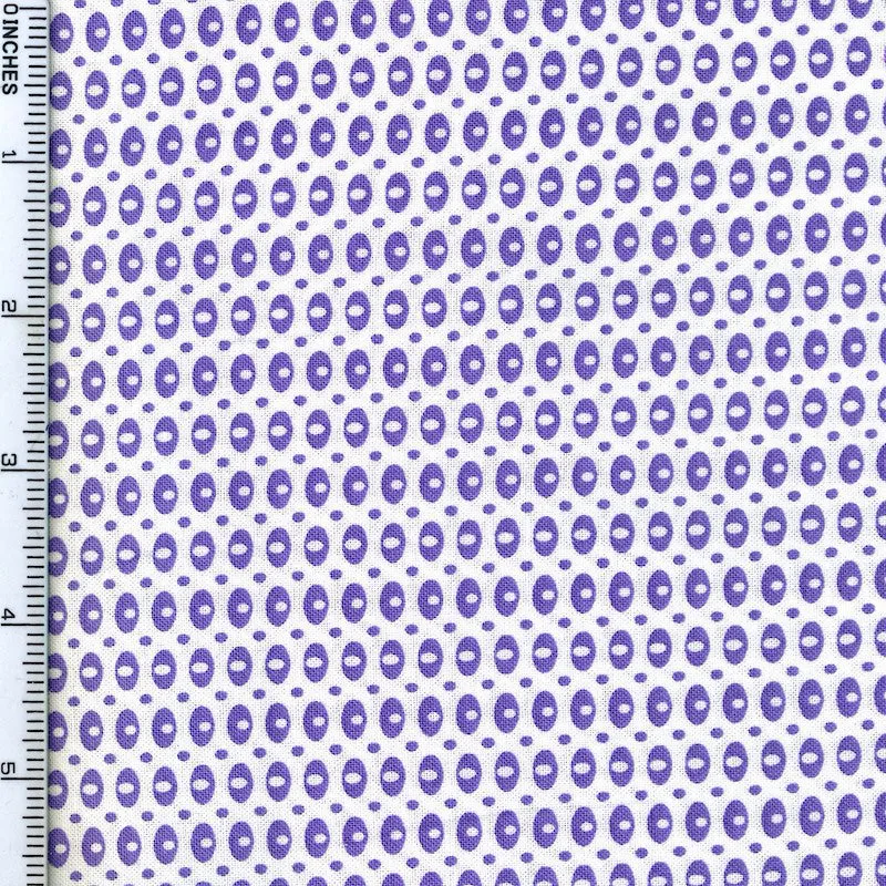 Stof Fabrics Dot Mania-10 Purple on White Cotton Prints