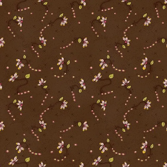 Stof Fabrics La Vie est Belle Vine on Brown-4 Cotton Prints