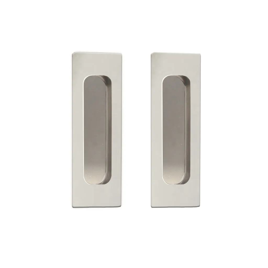 Three Pairs of Chester 120mm Sliding Door Oblong Flush Pulls - Polished Stainless Steel