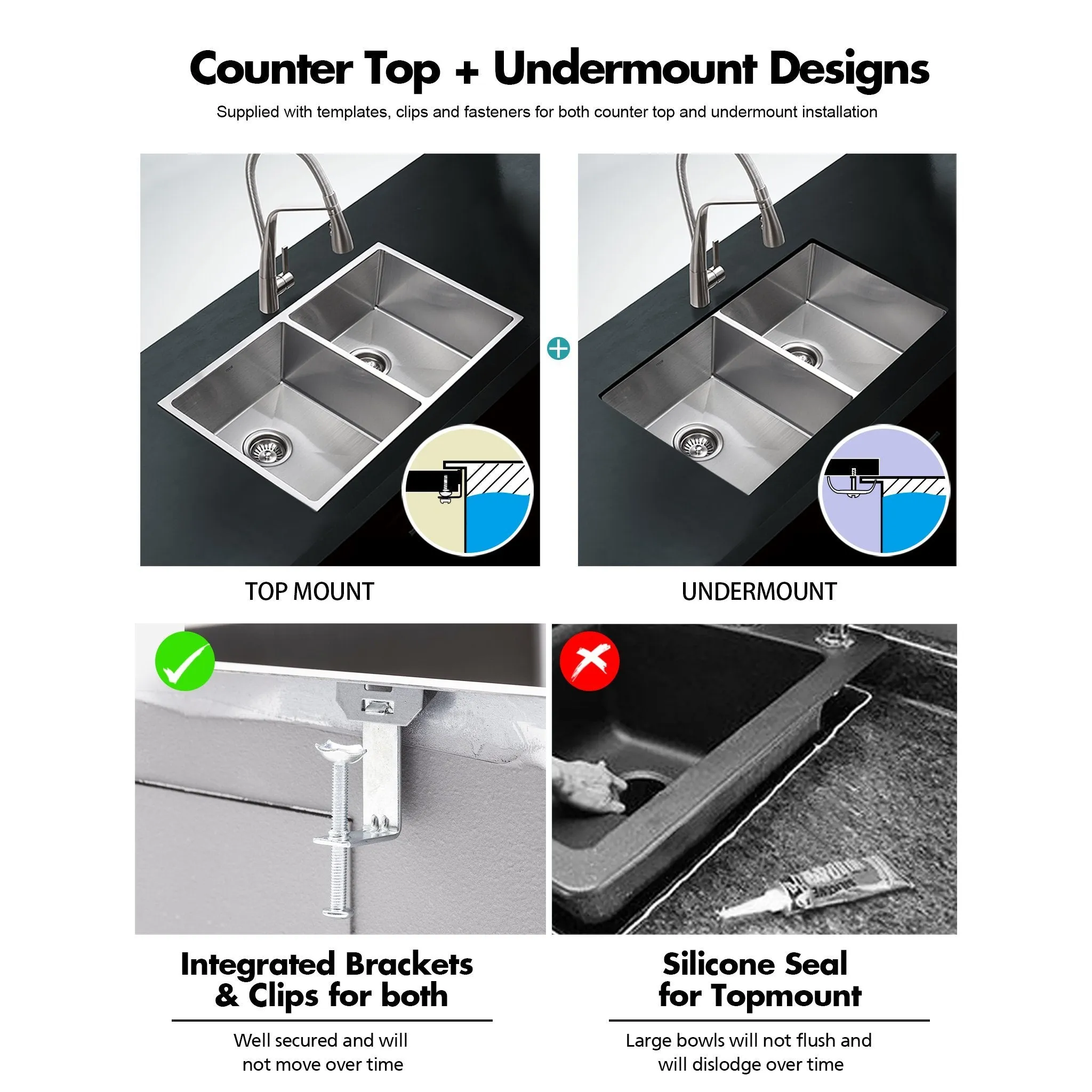 ULTIMO 1.5mm 790W x 450D Double Bowl Sink - SSD7945D