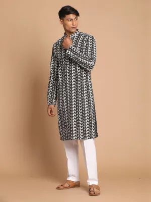 VASTRAMAY Black Chikankari Kurta Set