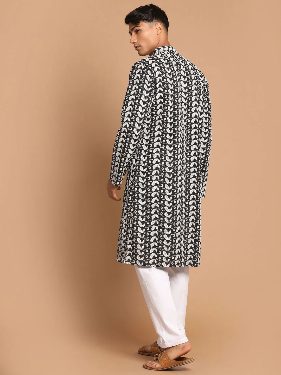 VASTRAMAY Black Chikankari Kurta Set