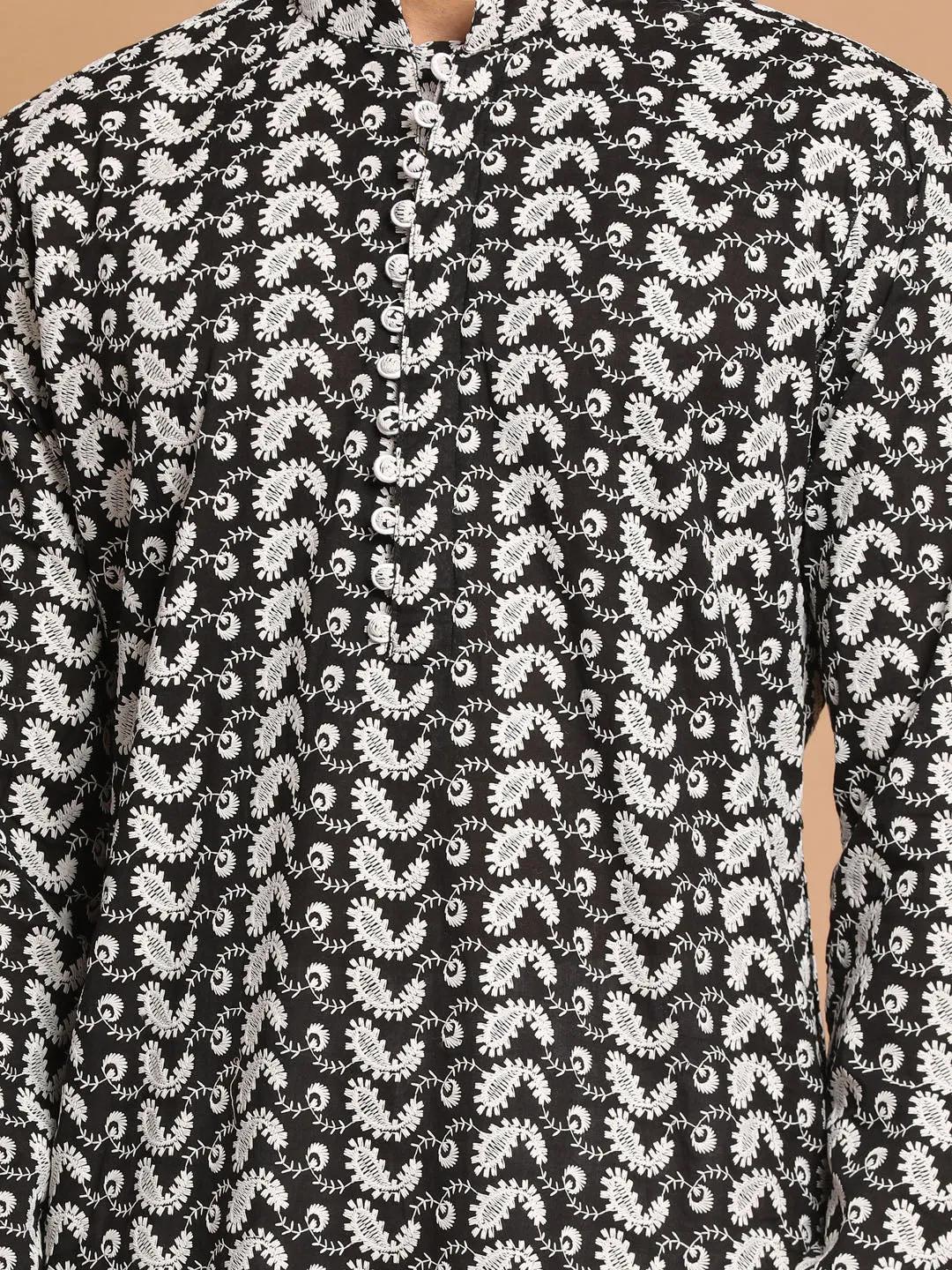 VASTRAMAY Black Chikankari Kurta Set