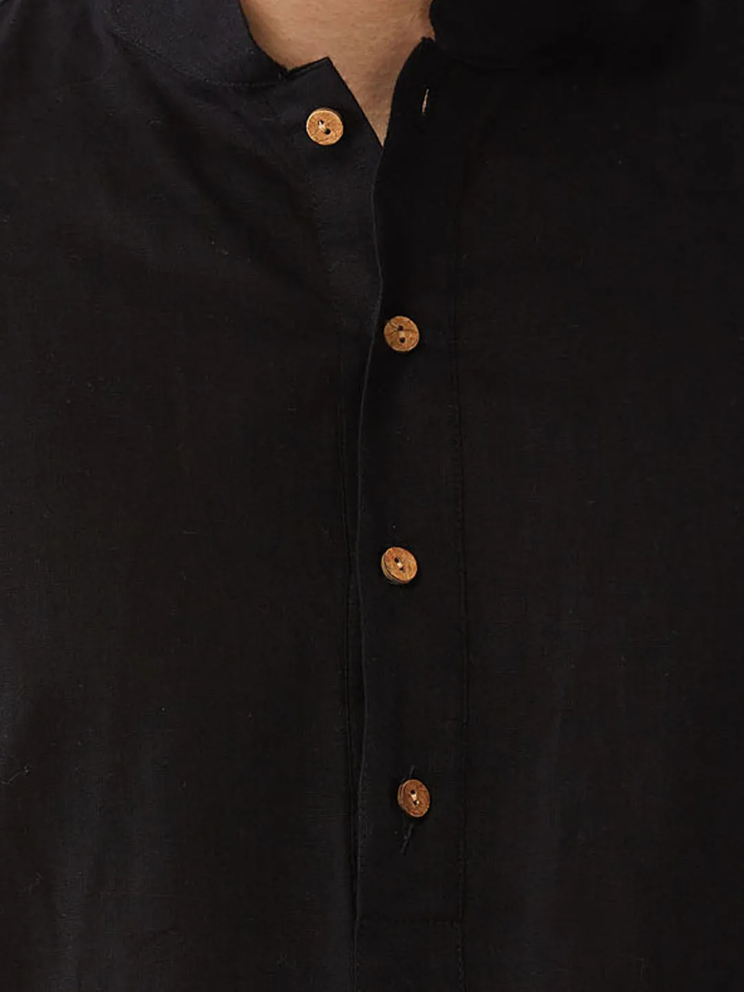 VASTRAMAY Black Ikaat Nehru Jacket Set