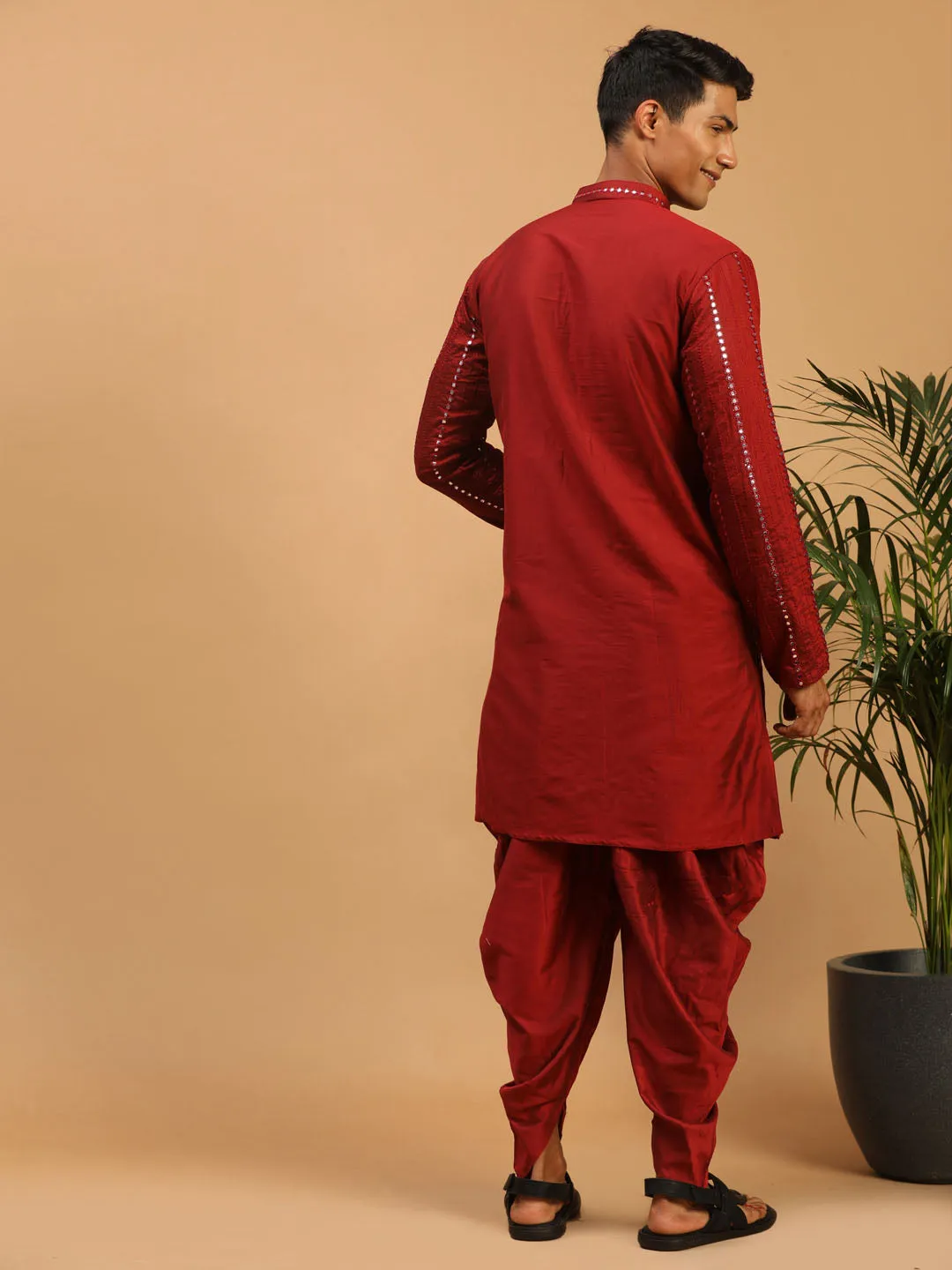 Vastramay Maroon Mirror Kurta Set