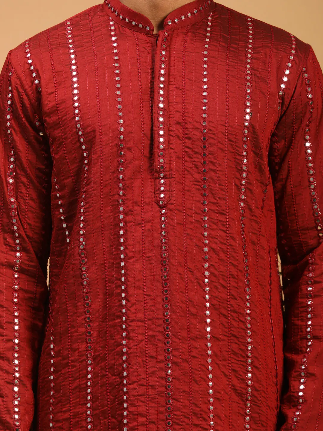 Vastramay Maroon Mirror Kurta Set