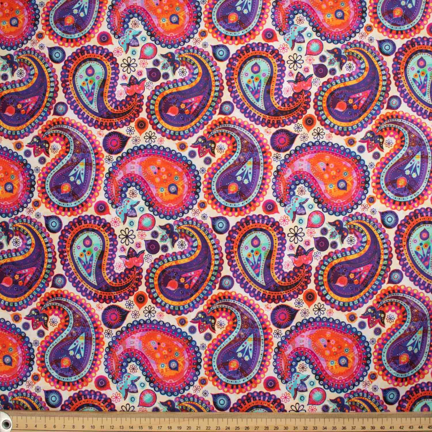 Vintage & Paisley Collection Pink & Purple Paisley Cotton Prints