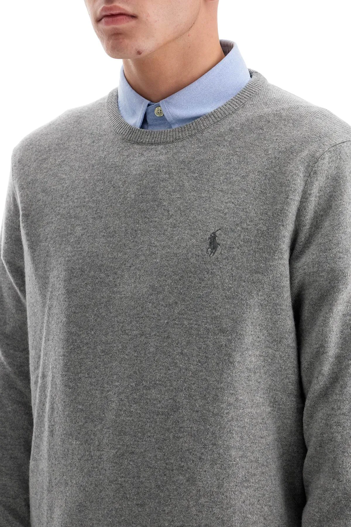 wool pullover with pony embroidery 710876714007 FAWN GREY HEATHER